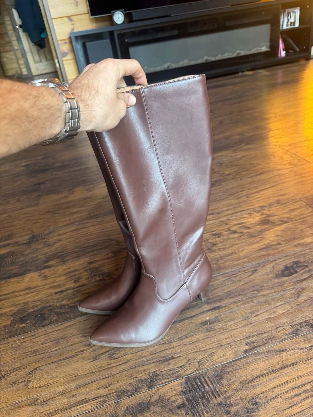 Forever 21 Faux Leather Pointed Toe Tall Boots